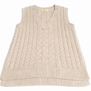 Les Serein Beige Cable Knit Sweater Vest Size M